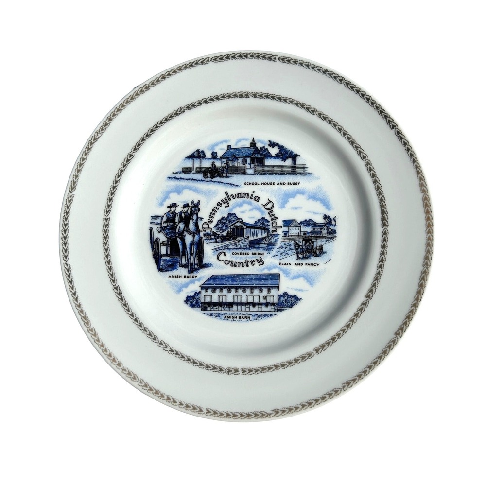 VTG Pennsylvania Dutch Country Collector Plate MCM Lancaster Allentown Reading
